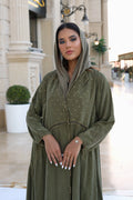 Olive Gold Dotted Abaya
