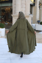 Olive Gold Dotted Abaya