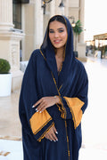Navy and Saffron Trim Abaya