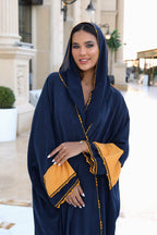 Navy and Saffron Trim Abaya