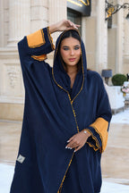 Navy and Saffron Trim Abaya