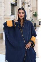 Navy and Saffron Trim Abaya
