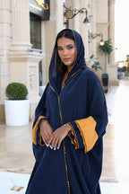 Navy and Saffron Trim Abaya