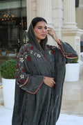 Charcoal Garden Embroidered Abaya
