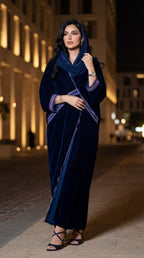 Midnight Sapphire Embroidered Abaya